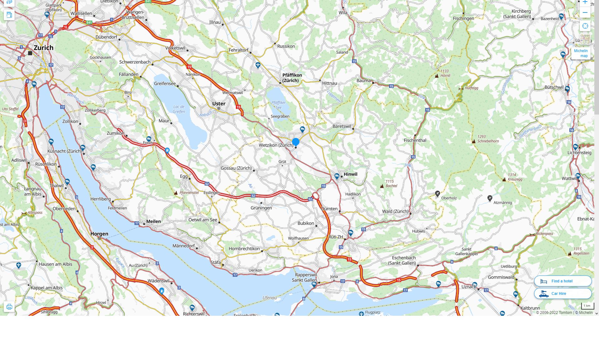 Wetzikon Suisse Autoroute et carte routiere